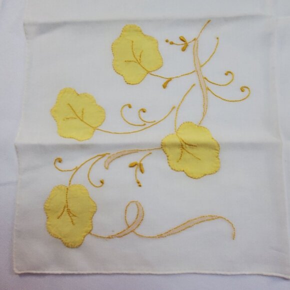 VTG Madeira Applique Floral Handkerchief 14"x14" Yellow & White Cotton Hankie - Picture 5 of 11